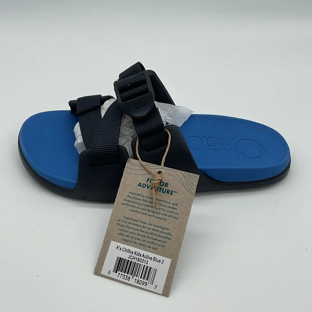 Chaco Chillos Kids Active Blue 2 Slide Sandals Size 2 New